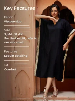 Ruhani Sequined Black Kaftan Kurta