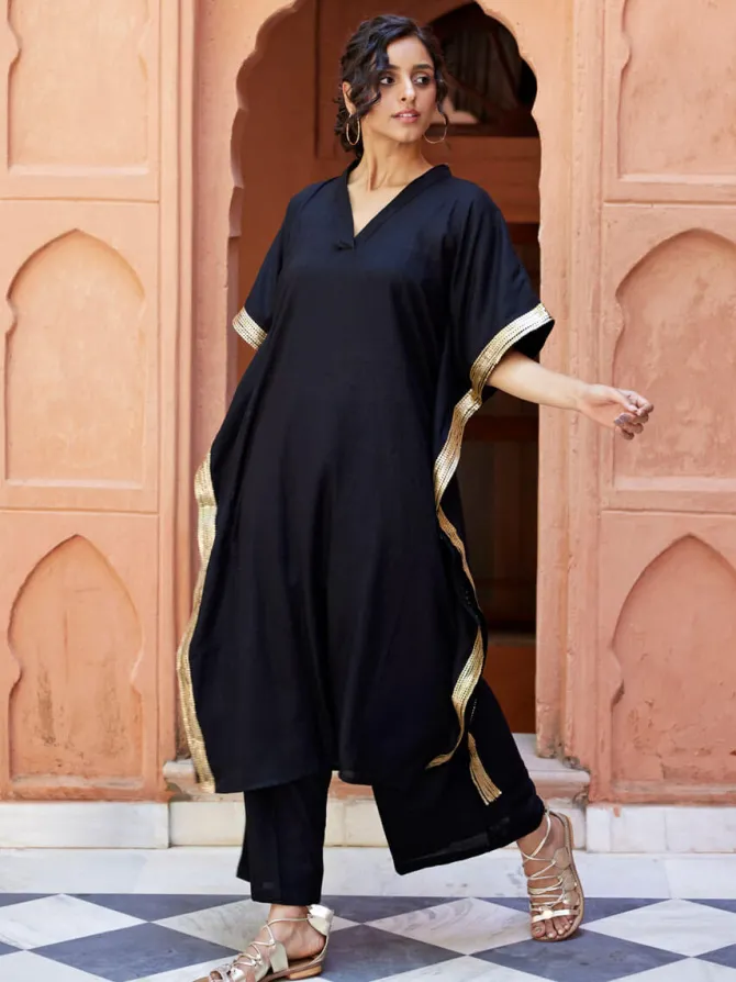 Ruhani Sequined Black Kaftan Kurta