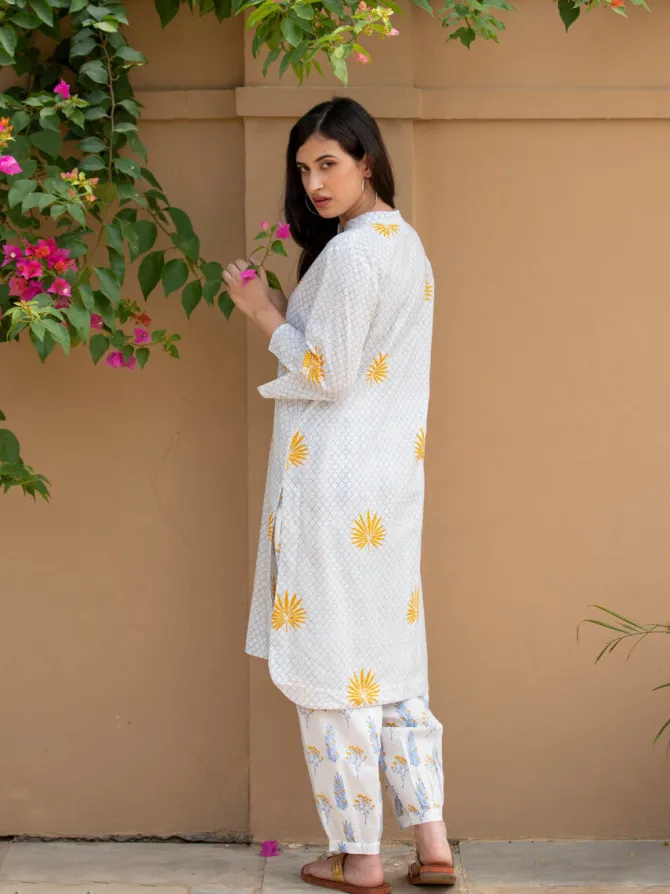 Ruhi Block Printed Cotton Mid Length Kurta