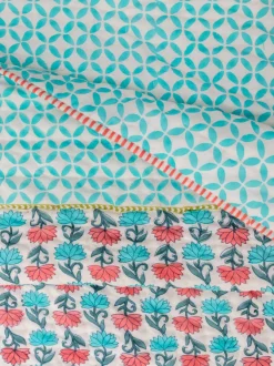 Sacred Lotus Block Printed Cotton Quilt