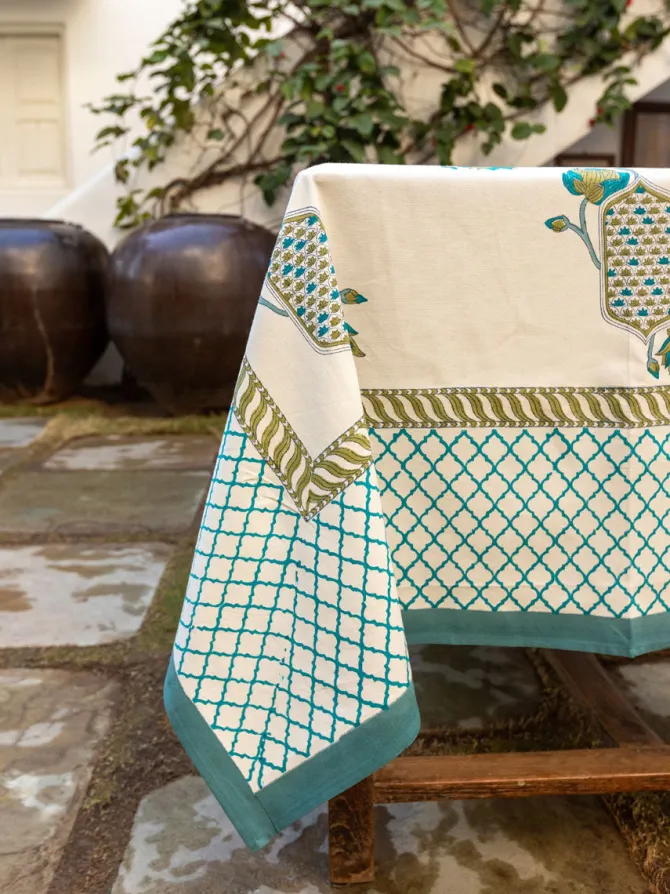 Sagar Block Printed Cotton Table Cover