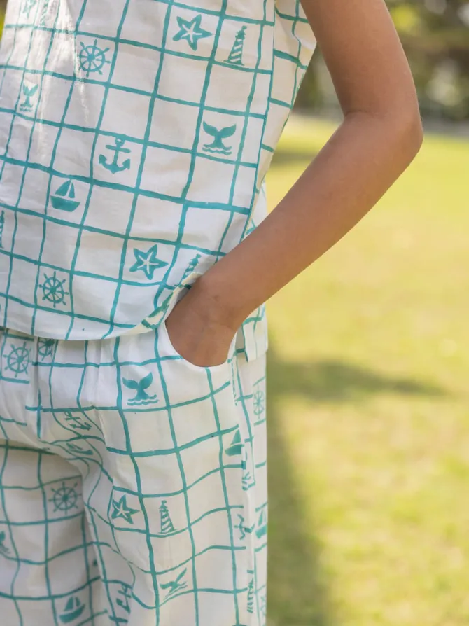 Sail Away Organic Cotton Block Printed Co-ord Set