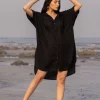 Sajdaa Black Oversized Asymmetrical Long Shirt
