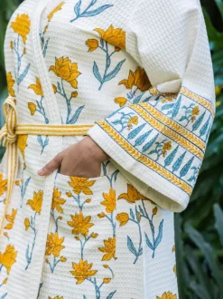 Sangeet Luxury Block Printed Cotton Bath Robe