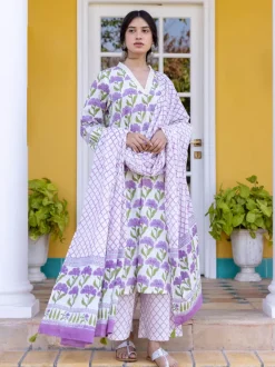 Set of 3 - Aarohi Cotton Kurta, Palazzo and Dupatta