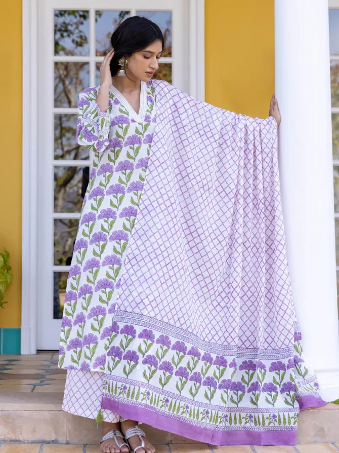Set of 3 - Aarohi Cotton Kurta, Palazzo and Dupatta