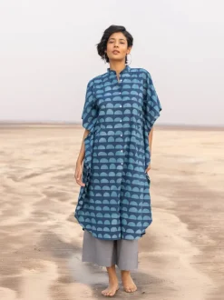 Set of 2 - Abhavya Cotton Kaftan Shirt Dress & Palazzo Pants