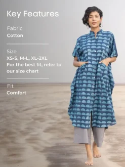 Set of 2 - Abhavya Cotton Kaftan Shirt Dress & Palazzo Pants