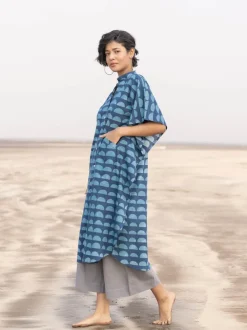 Set of 2 - Abhavya Cotton Kaftan Shirt Dress & Palazzo Pants
