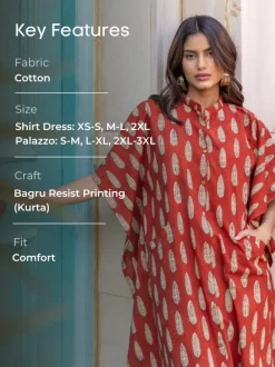 Set of 2 - Ananta Cotton Kaftan Shirt Dress and Palazzo