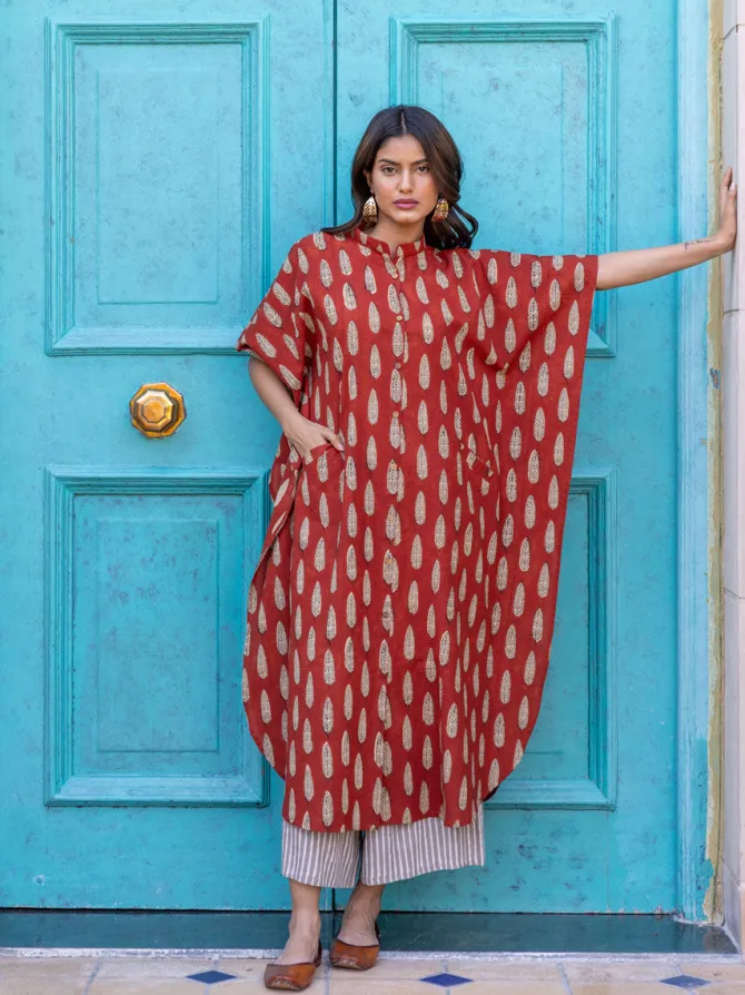Set of 2 - Ananta Cotton Kaftan Shirt Dress and Palazzo