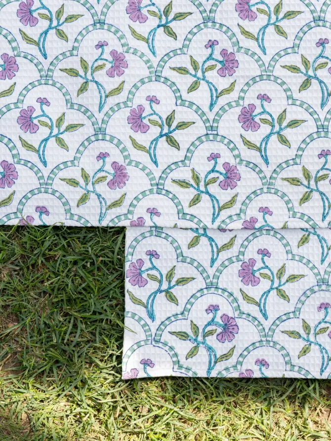 Set of 2 - Anokhi Block Printed Cotton Hand Towel