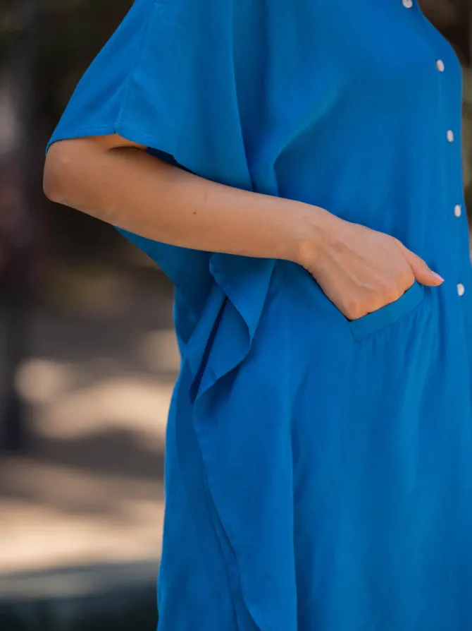 Set of 2 - Azure Kaftan Shirt Dress and Palazzo