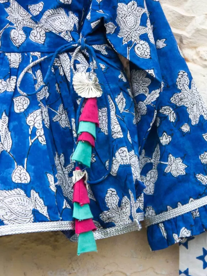 Set of 2 - Bahaar Block Printed Cotton Angrakha Dhoti