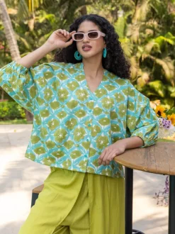 Set of 2 - Bali Kaftan Top and Wrap-Around Pants