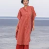 Set of 2 - Brahmi Cotton Kaftan Shirt Dress & Palazzo Pants