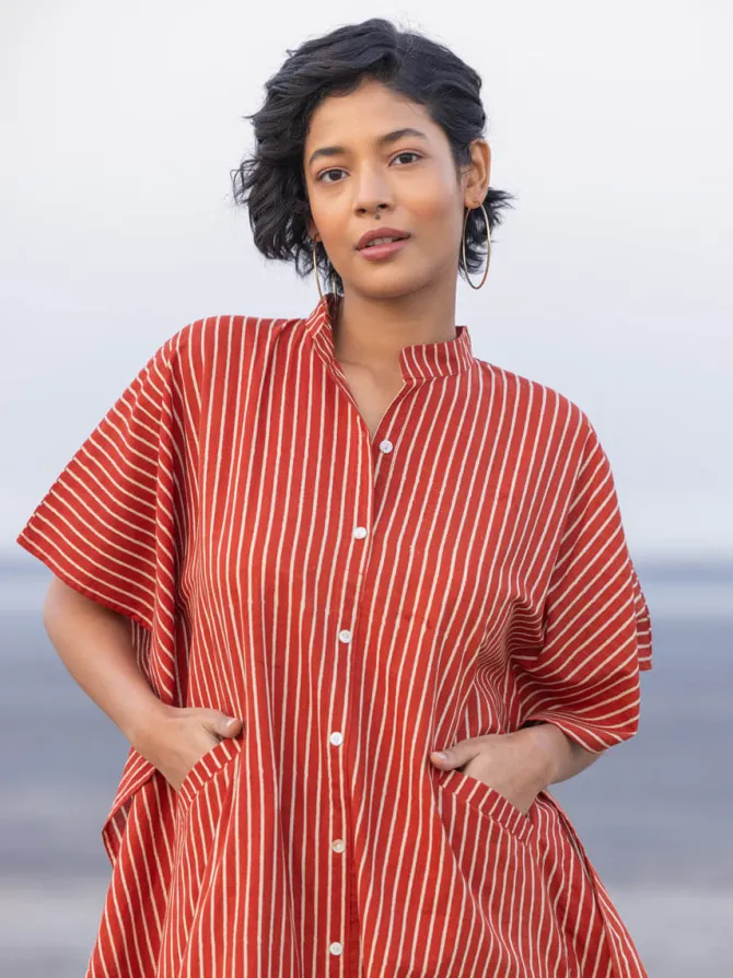Set of 2 - Brahmi Cotton Kaftan Shirt Dress & Palazzo Pants
