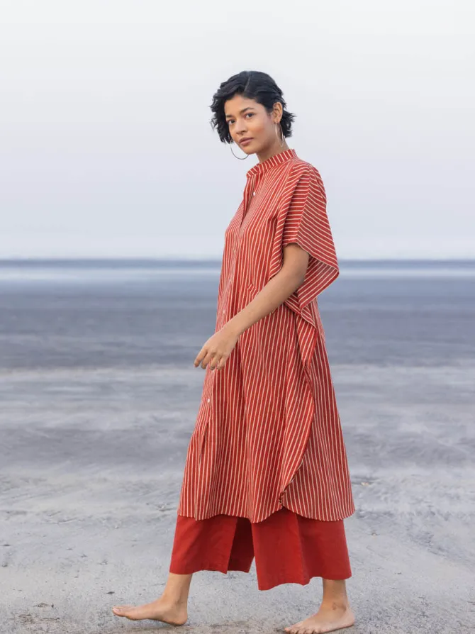 Set of 2 - Brahmi Cotton Kaftan Shirt Dress & Palazzo Pants