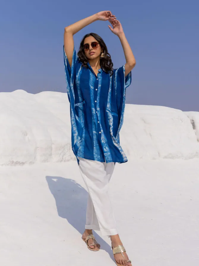 Set of 2 - Breeze Dabu Indigo Shirt Dress and Pants