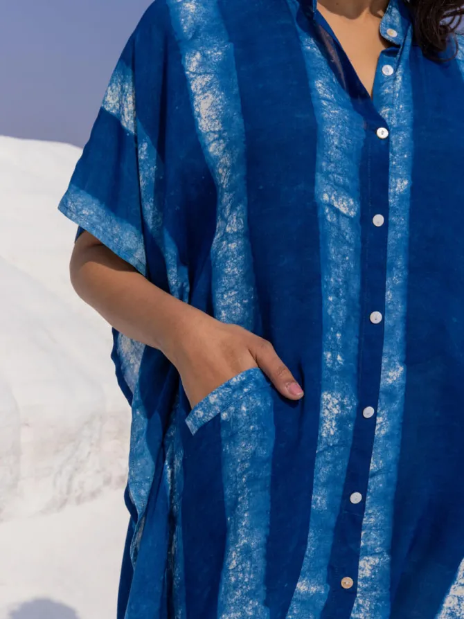 Set of 2 - Breeze Dabu Indigo Shirt Dress and Pants