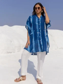 Set of 2 - Breeze Dabu Indigo Shirt Dress and Pants
