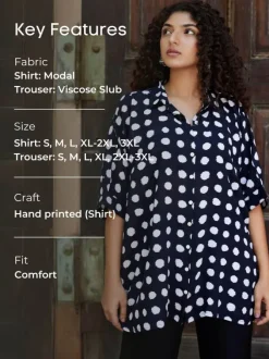 Set of 2 - December Black Polka Shirt and Trouser Set
