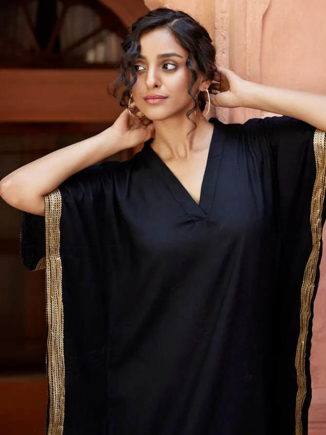 Set of 2 - Deewani Sequined Kaftan Kurta and Palazzo