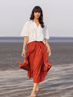 Set of 2 - Dharna Shirt Top and Wrap-Around Palazzo Pants