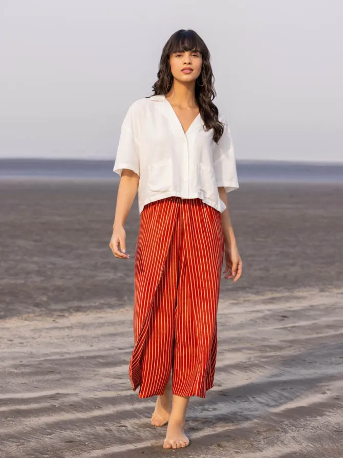 Set of 2 - Dharna Shirt Top and Wrap-Around Palazzo Pants