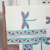 Set of 2 - Dragonfly Block Printed Waffle Hand Towels