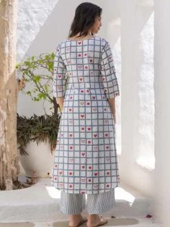 Set of 2 - Evelyn Hand Block Printed Kurta and Palazzo