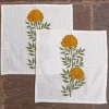Set of 2 - Golden Bloom Block Printed Face Towels