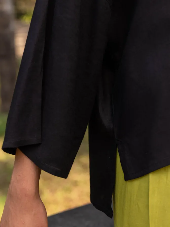 Set of 2 - Hannah Black Top and Wrap-Around Pants