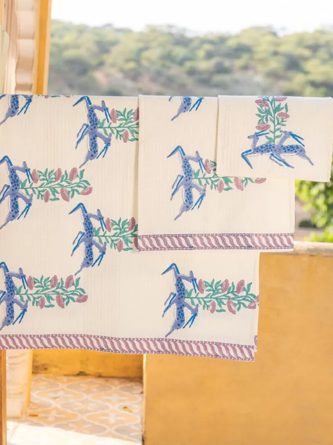 Set of 6 - Harini Block Printed Bath Set
