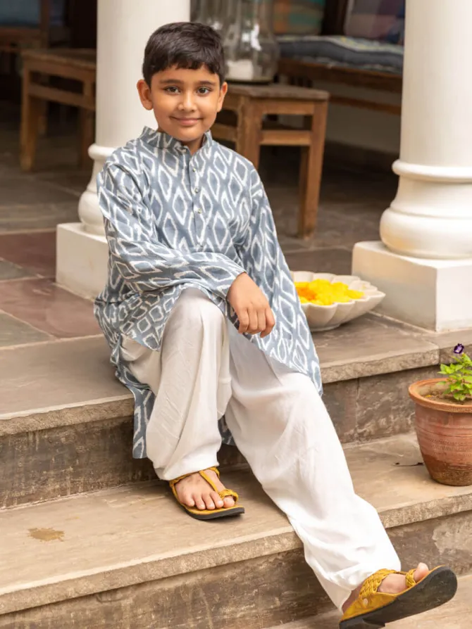 Set of 3 - Hrishi Organic Cotton Long Kurta with Jacket