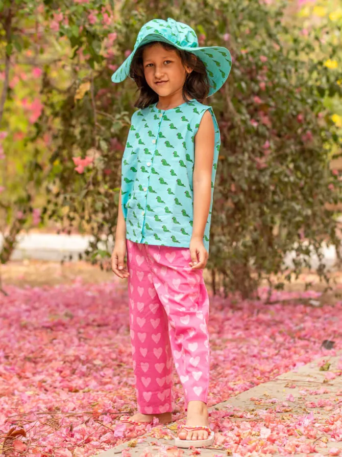 Set of 2 - Jill Organic Cotton Block Printed Top & Pants Set