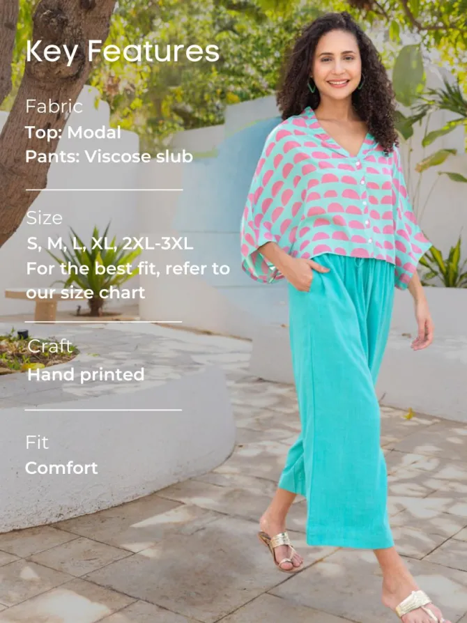Set of 2 - Julie Poncho Top and Palazzo Pants