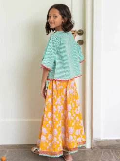 Set of 3 - Kashish Block Printed Cotton Lehanga