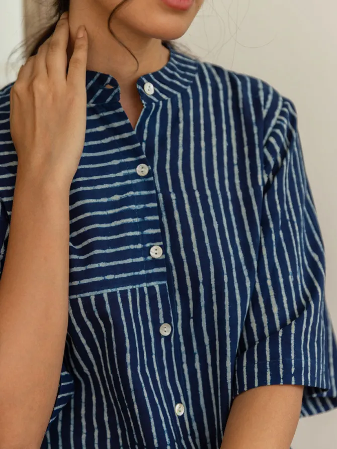 Set of 2 - Keya Indigo Cotton Tunic and Palazzo