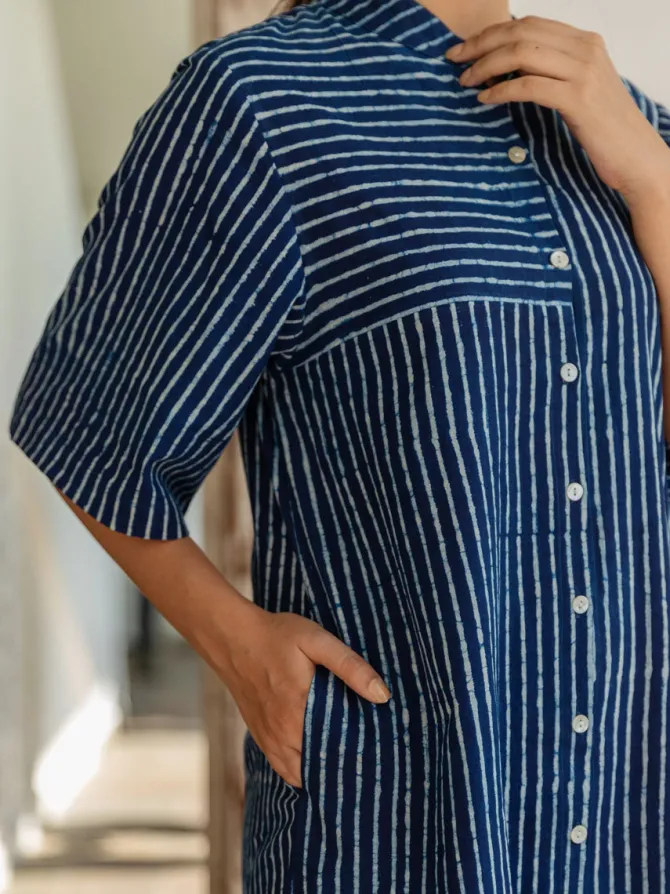 Set of 2 - Keya Indigo Cotton Tunic and Palazzo