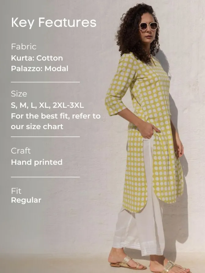 Set of 2 - Leela Cotton Kurta and Palazzo Pants