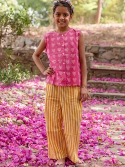 Set of 2 - Linda Organic Cotton Block Printed Top & Pants Set