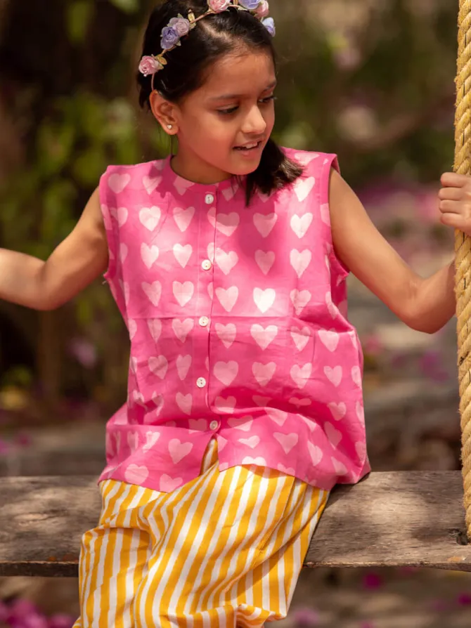 Set of 2 - Linda Organic Cotton Block Printed Top & Pants Set