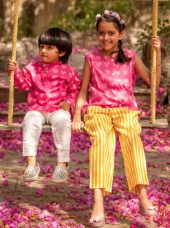 Set of 2 - Linda Organic Cotton Block Printed Top & Pants Set