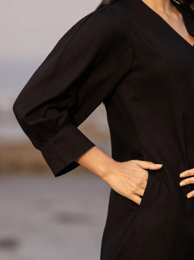 Set of 2 - Moh Long Black Kurta and Palazzo