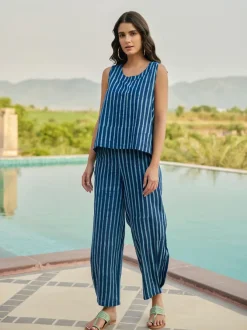 Set of 2 - Moonlit Tide Sleeveless Top & Palazzo Pant