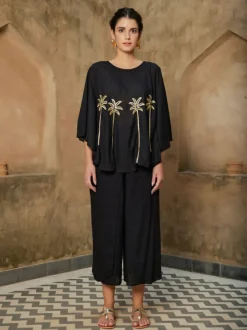 Set of 2 - Morocco Embroidered Poncho & Pant Set
