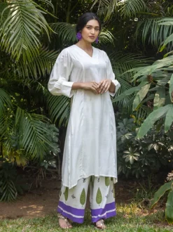 Set of 2 - Nargis White Kurta and Palazzo Pants