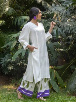 Set of 2 - Nargis White Kurta and Palazzo Pants