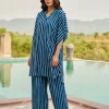 Set of 2 - Nomadic Stripes Kaftan Shirt Dress & Palazzo Pant